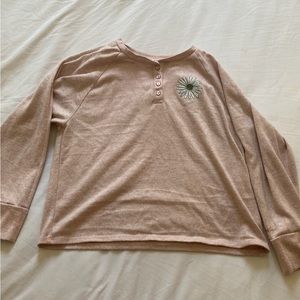 Justice long sleeve pajama shirt, pink, size 12